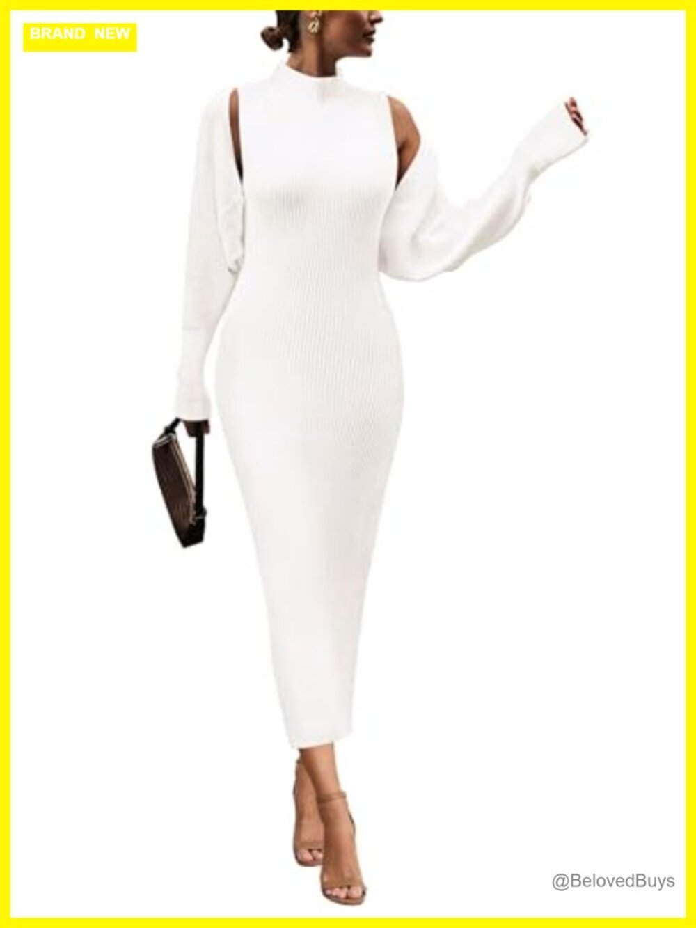 Ribbed Knit 2 Piece Sweater Dress Set Maxi Cardigan Women's Outfit